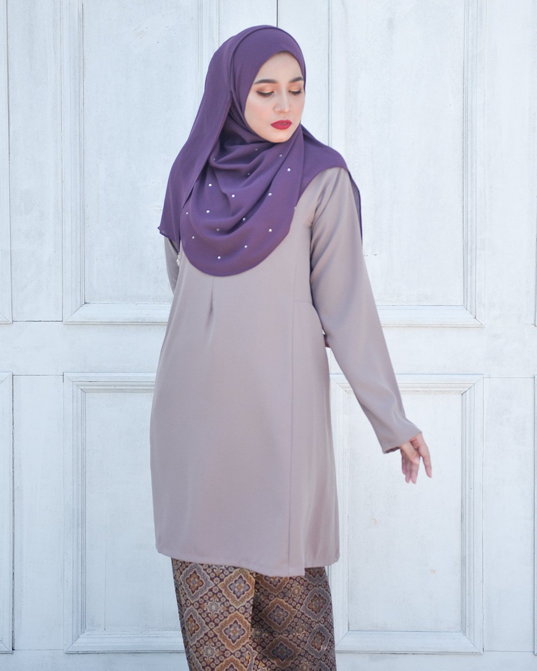 Baju Kurung Riau Pahang Songket Azneem - Mauve Purple