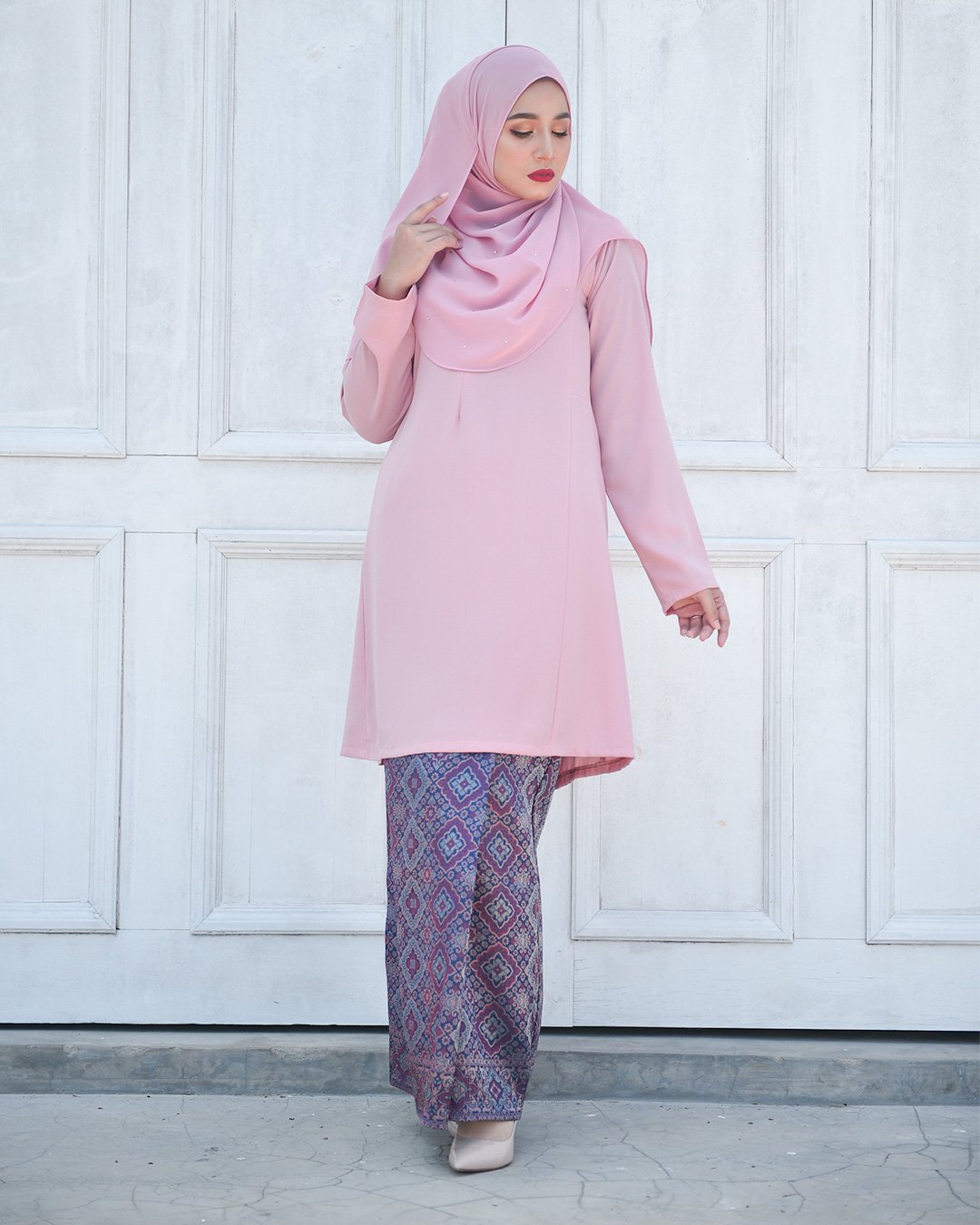 Baju Kurung Riau Pahang Songket Azneem - Petals Pink