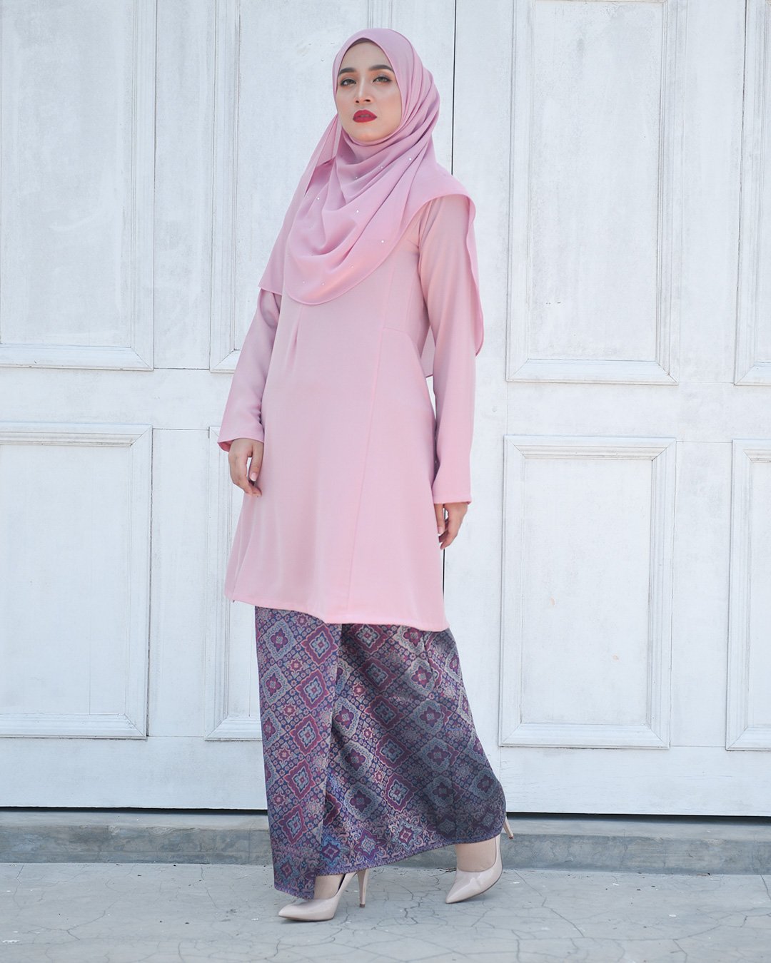 Baju Kurung Riau Pahang Songket Azneem - Petals Pink