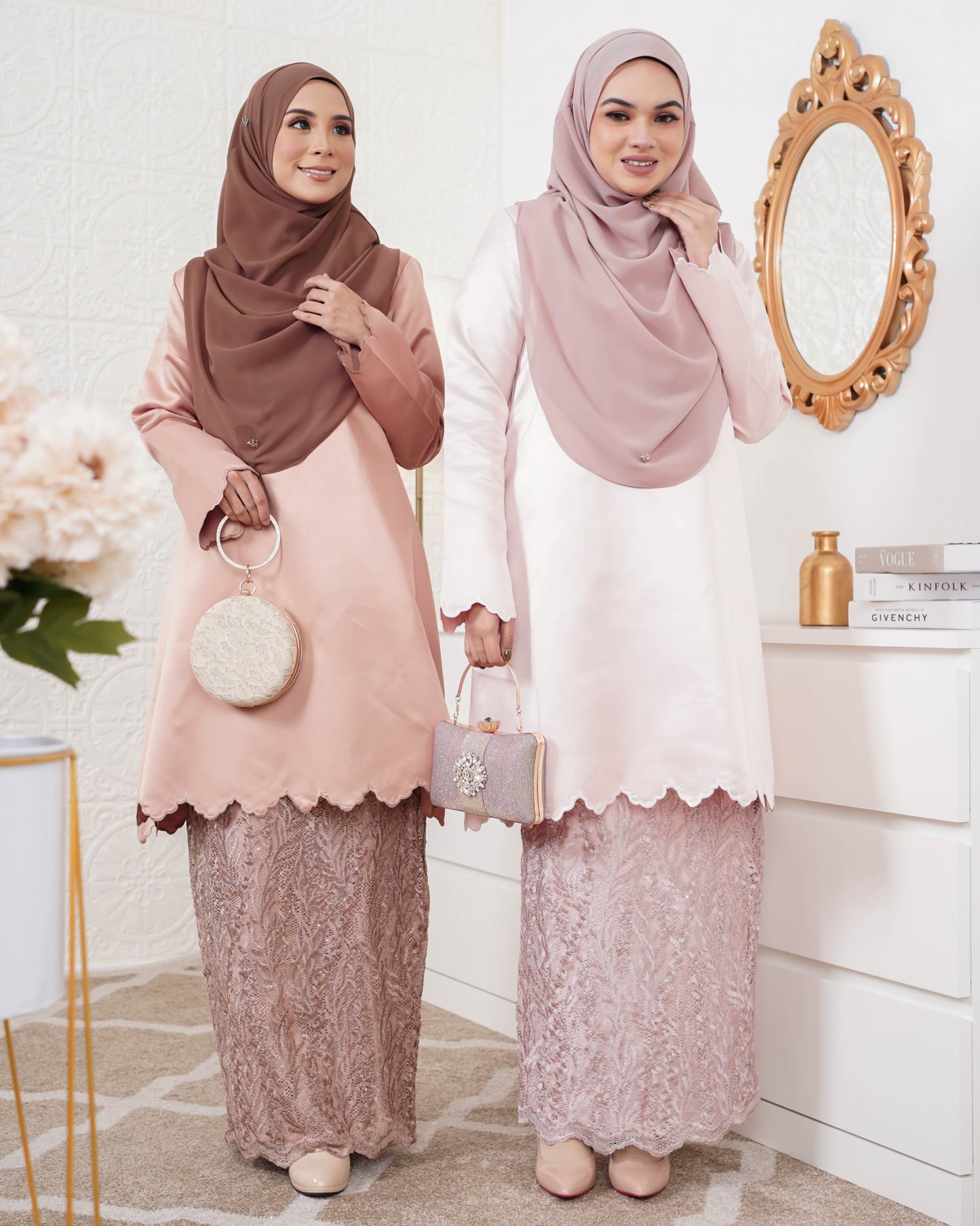 Baju Kurung Riau Sulam Nufaysya - Crystal Pink