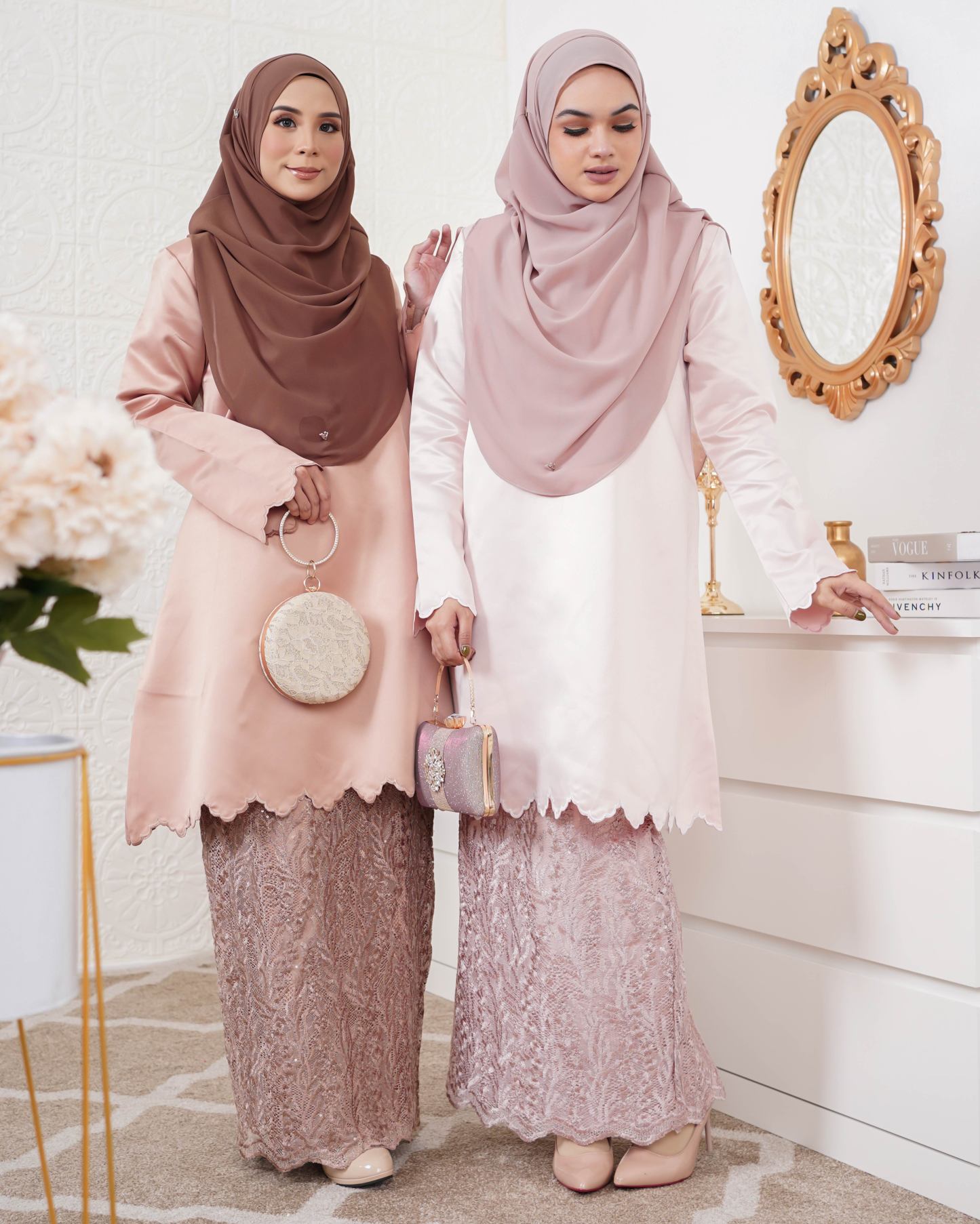 Baju Kurung Riau Sulam Nufaysya - Crystal Pink