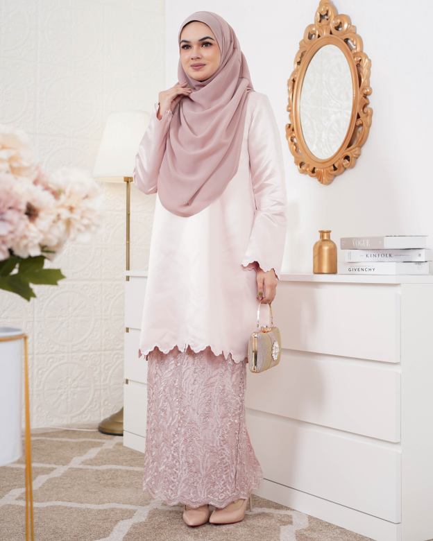Baju Kurung Riau Sulam Nufaysya - Crystal Pink