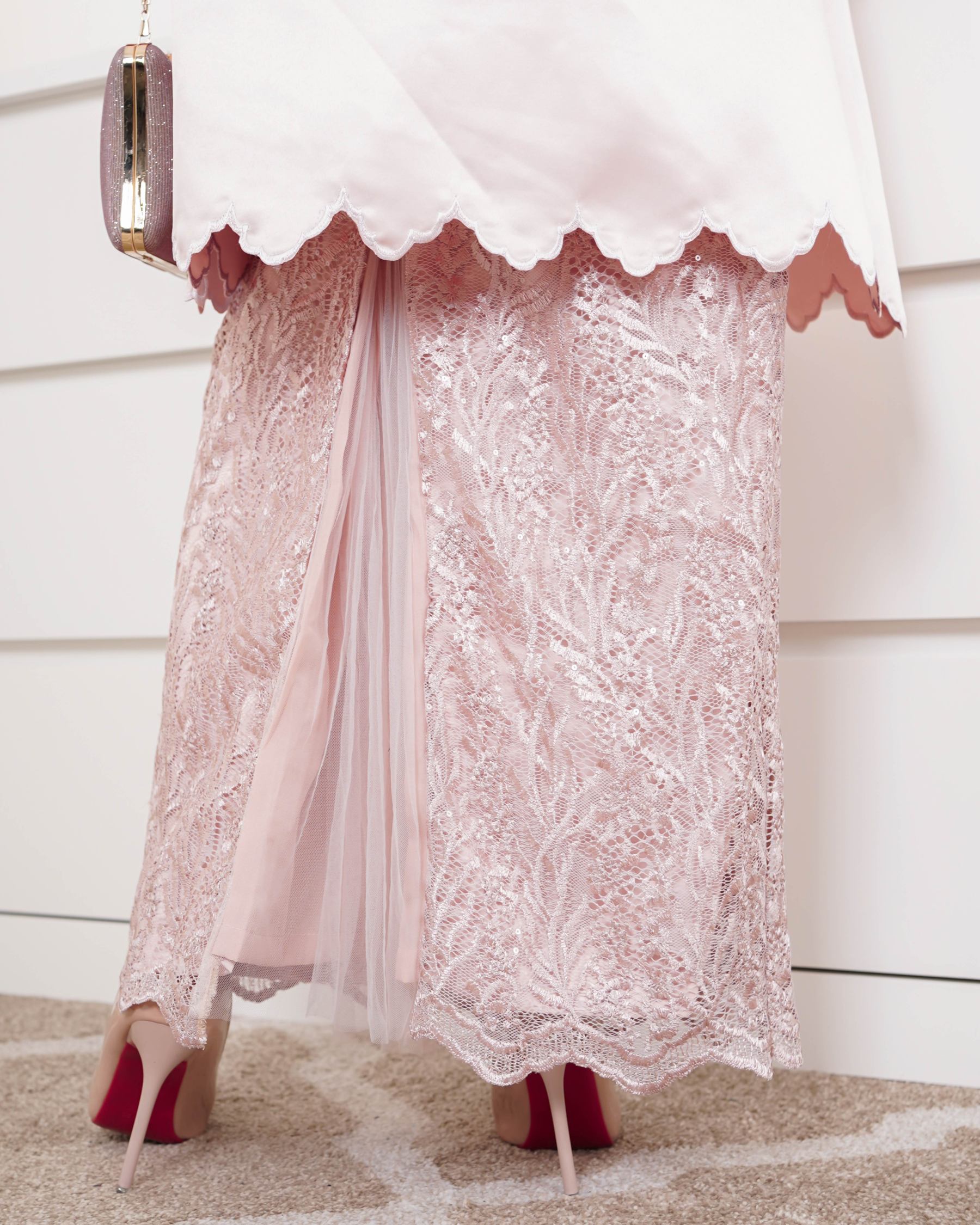 Baju Kurung Riau Sulam Nufaysya - Crystal Pink