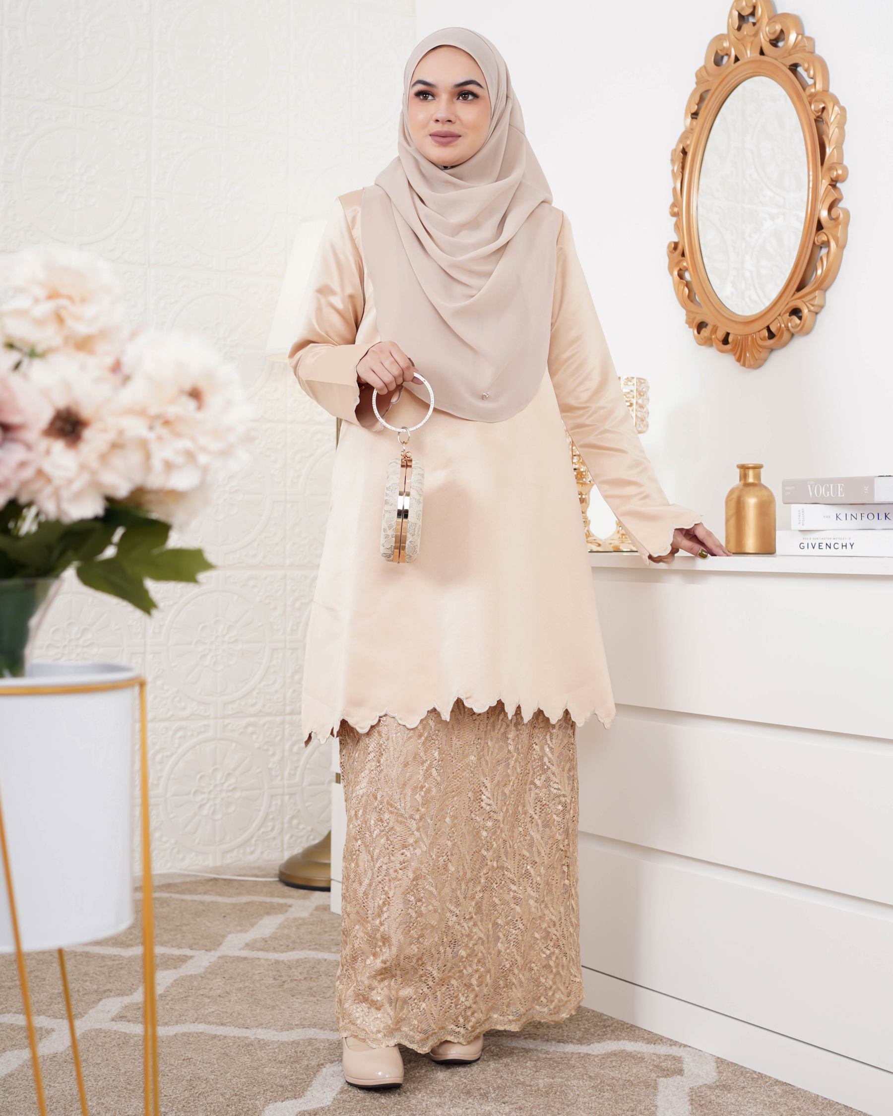 Baju Kurung Riau Sulam Nufaysya - Honey Gold