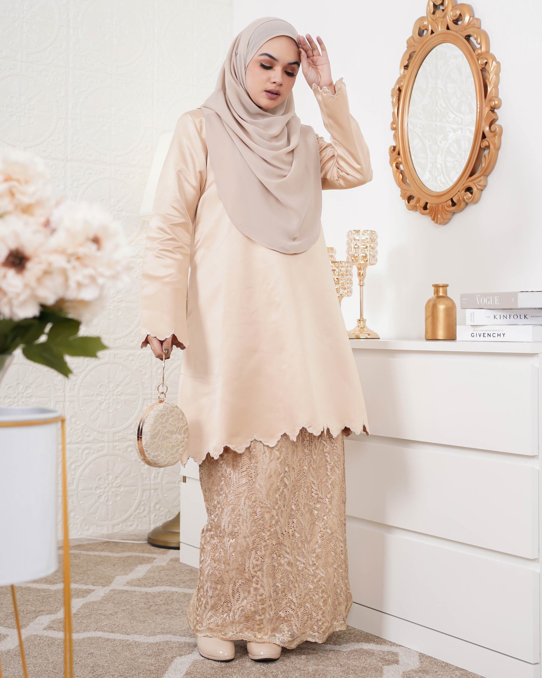 Baju Kurung Riau Sulam Nufaysya - Honey Gold