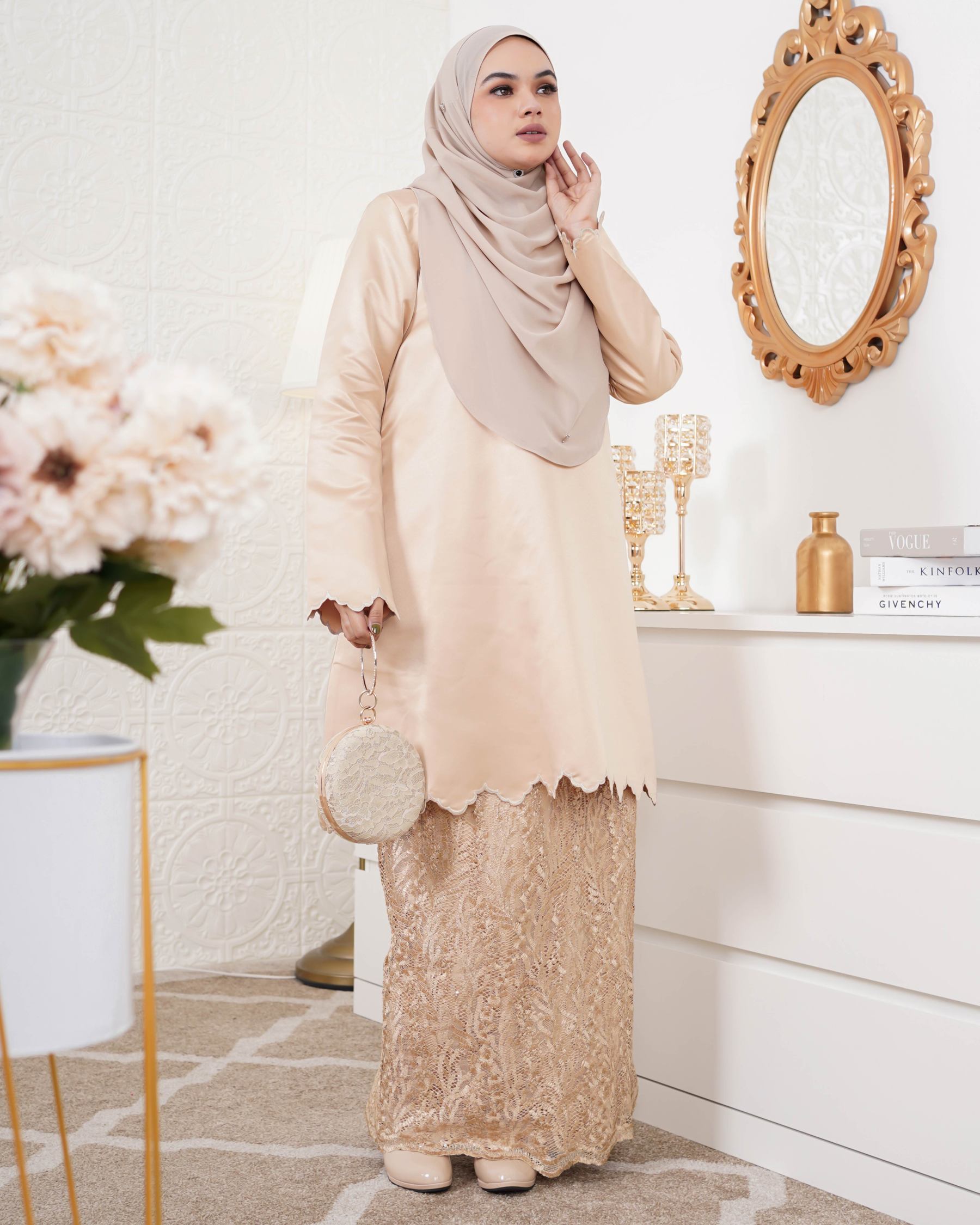 Baju Kurung Riau Sulam Nufaysya - Honey Gold
