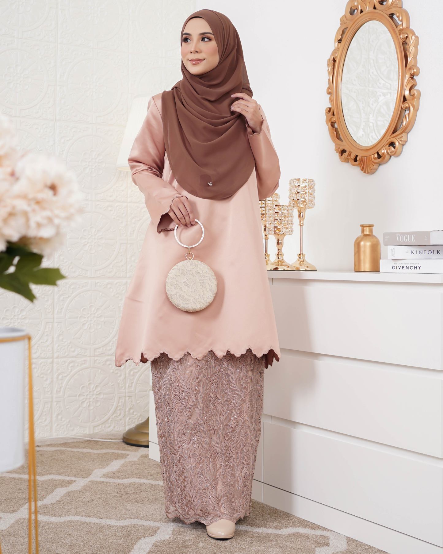 Baju Kurung Riau Sulam Nufaysya - Pecan Nude