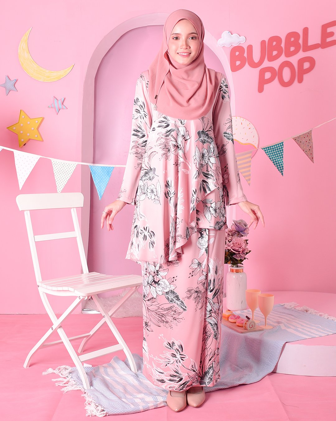 Baju Kurung Ruffle Aily - Fantasy Peach
