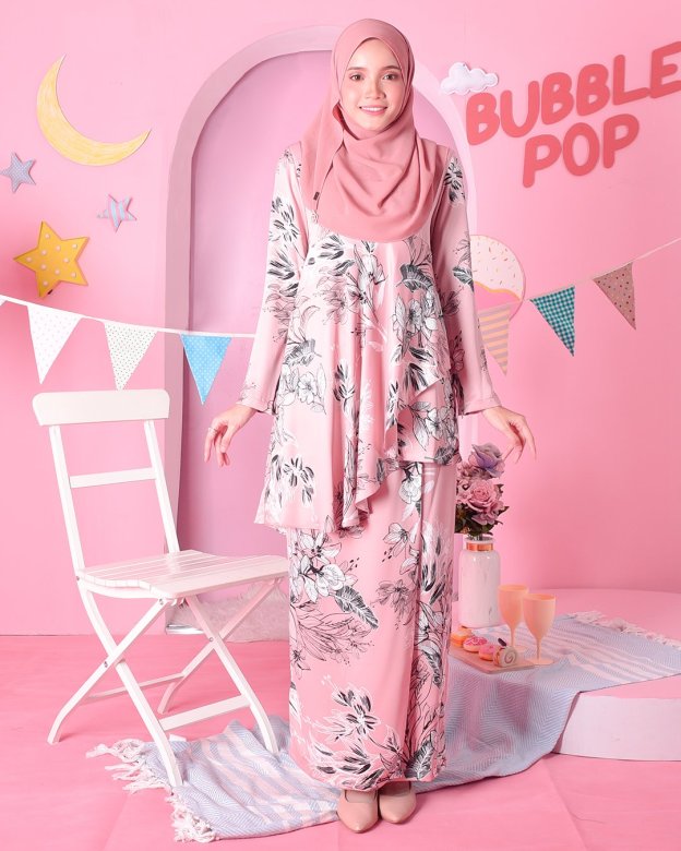Baju Kurung Ruffle Aily - Fantasy Peach