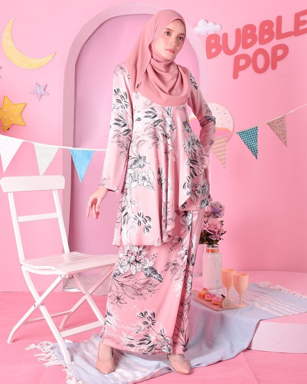 Baju Kurung Ruffle Aily - Fantasy Peach
