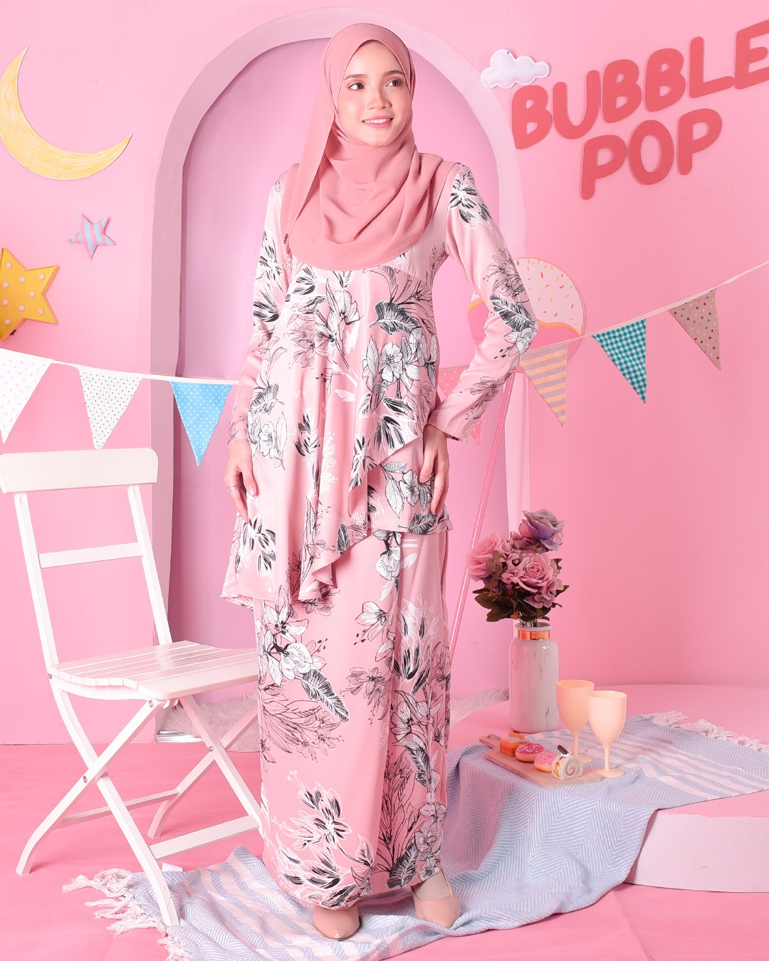 Baju Kurung Ruffle Aily - Fantasy Peach