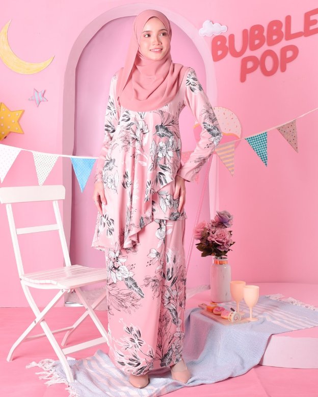 Baju Kurung Ruffle Aily - Fantasy Peach