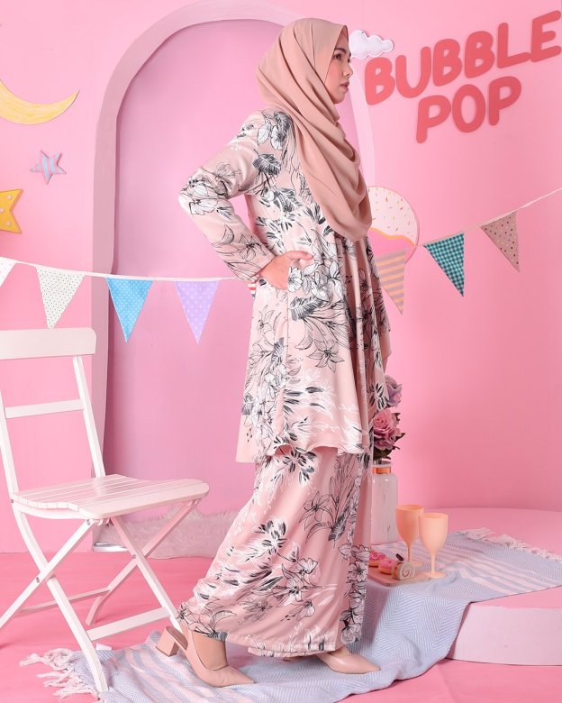 Baju Kurung Ruffle Aily - Froth Brown