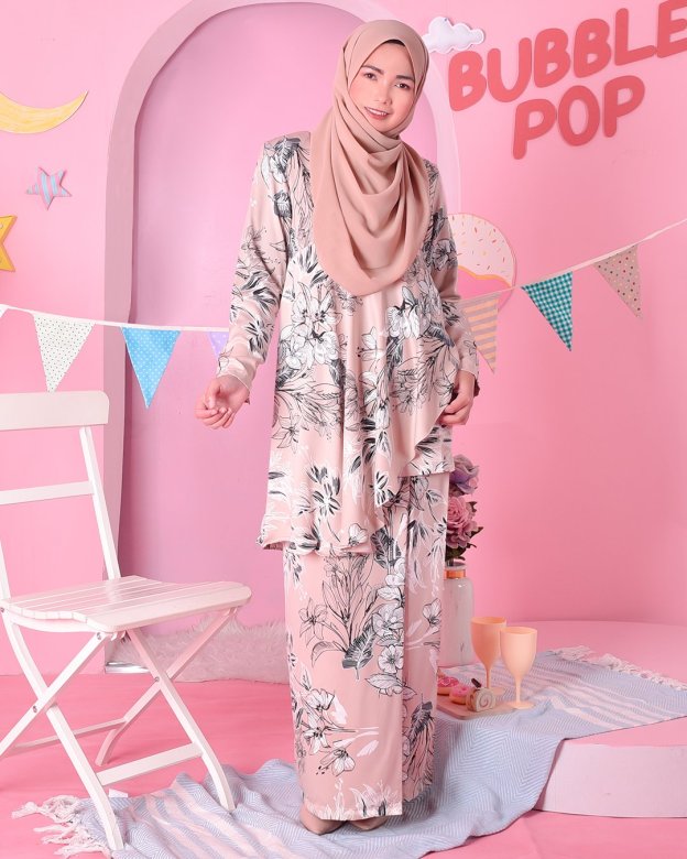 Baju Kurung Ruffle Aily - Froth Brown