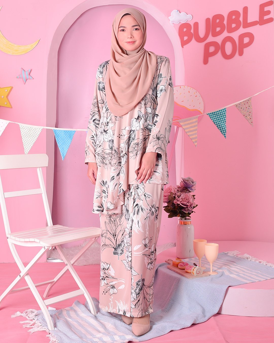Baju Kurung Ruffle Aily - Froth Brown