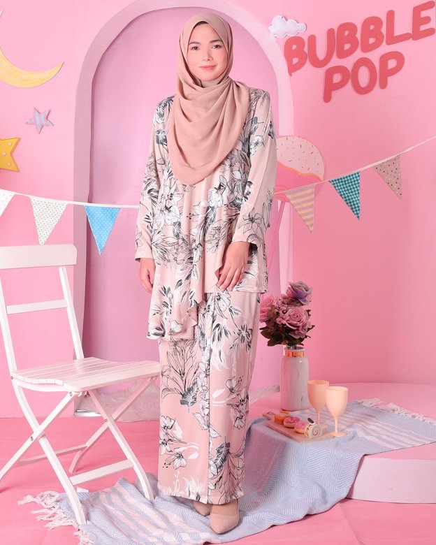 Baju Kurung Ruffle Aily - Froth Brown