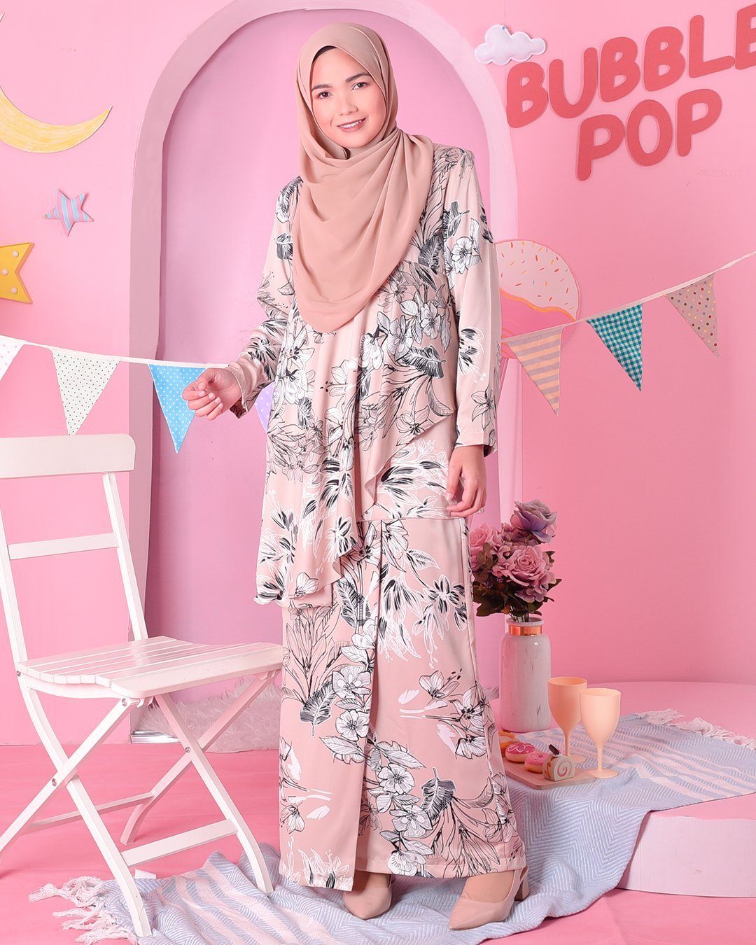 Baju Kurung Ruffle Aily - Froth Brown