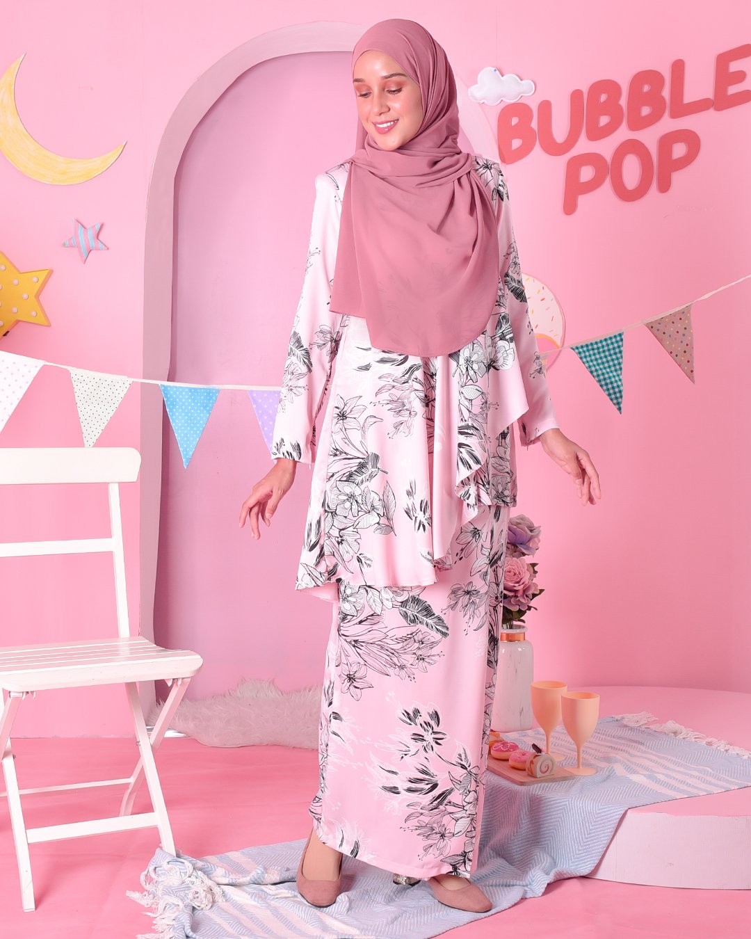 Baju Kurung Ruffle Aily - Lolita  Pink