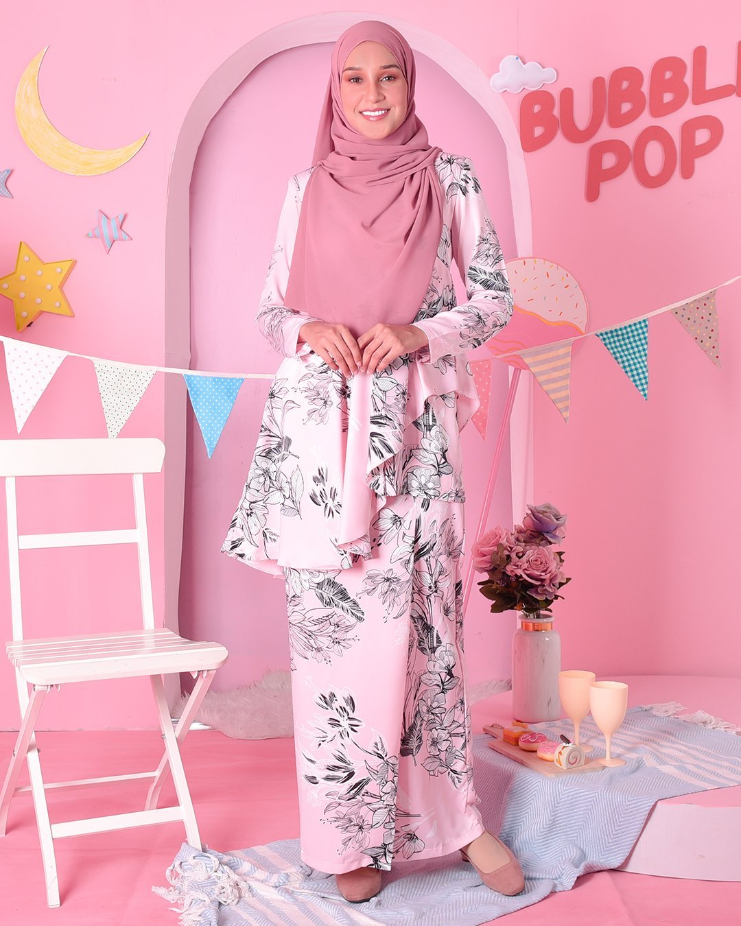 Baju Kurung Ruffle Aily - Lolita  Pink