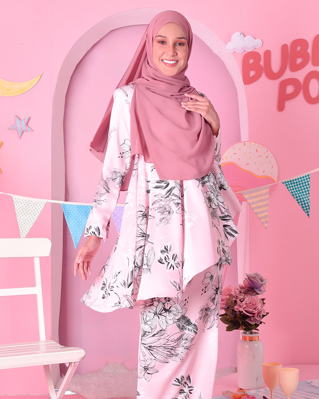 Baju Kurung Ruffle Aily - Lolita  Pink