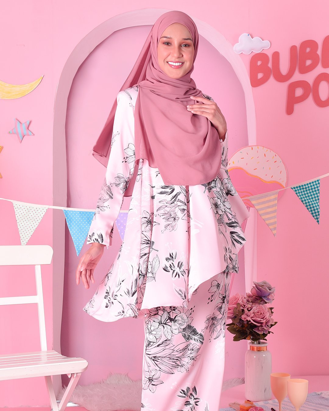 Baju Kurung Ruffle Aily - Lolita  Pink