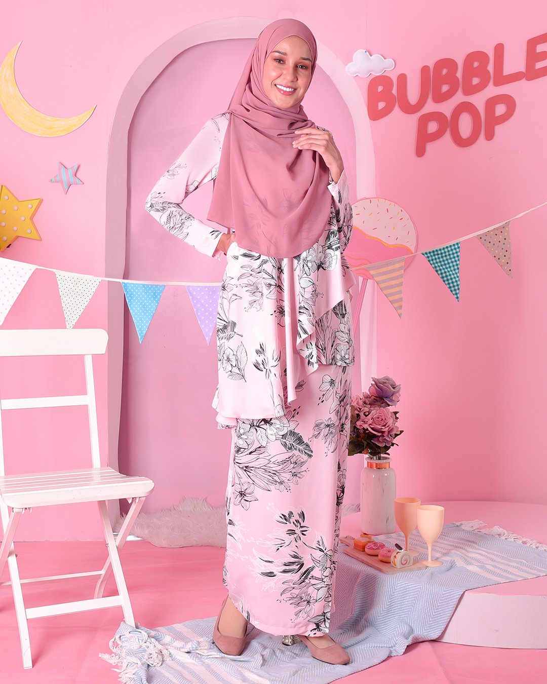 Baju Kurung Ruffle Aily - Lolita  Pink