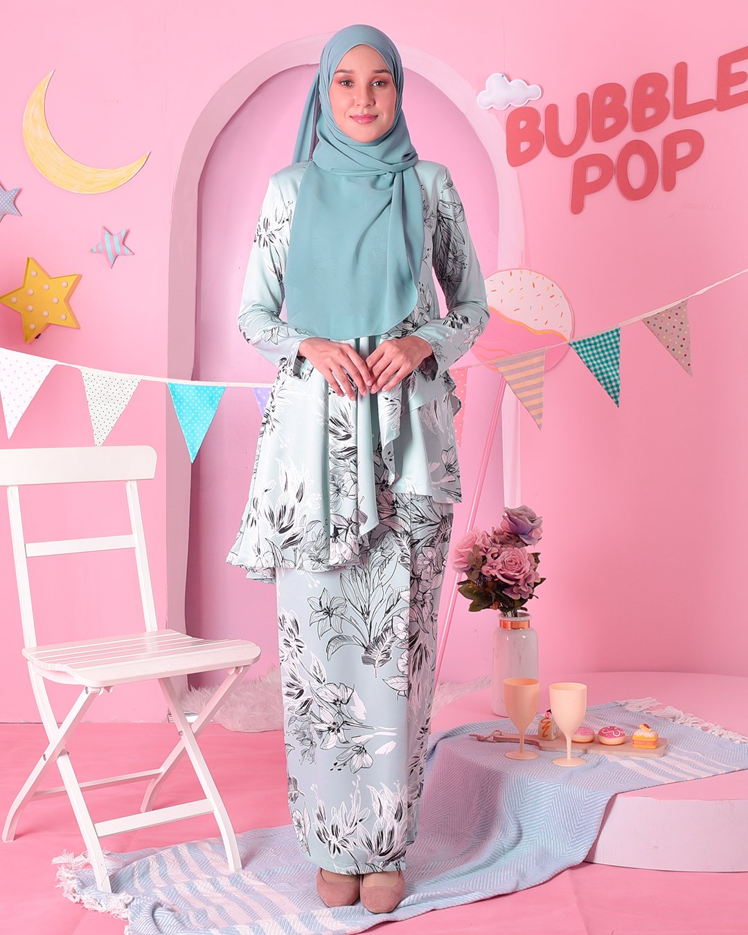 Baju Kurung Ruffle Aily - Tiffany Green