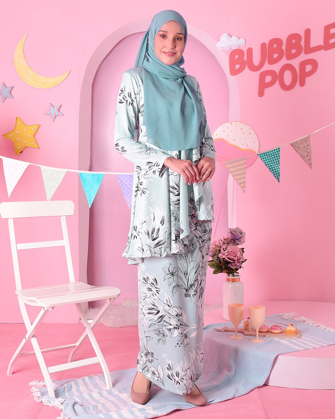 Baju Kurung Ruffle Aily - Tiffany Green