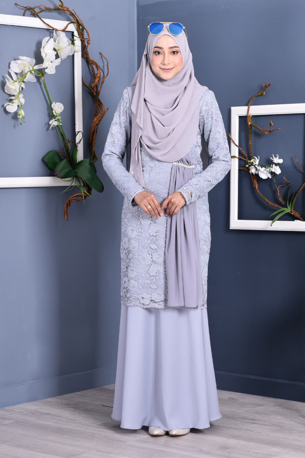 Baju Kurung Lace Sabrina - Mist Grey