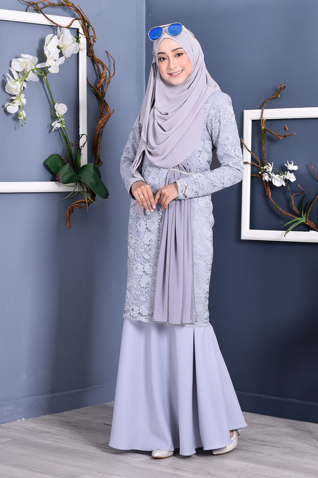 Baju Kurung Lace Sabrina - Mist Grey