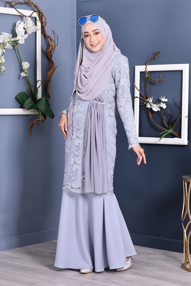 Baju Kurung Lace Sabrina - Mist Grey