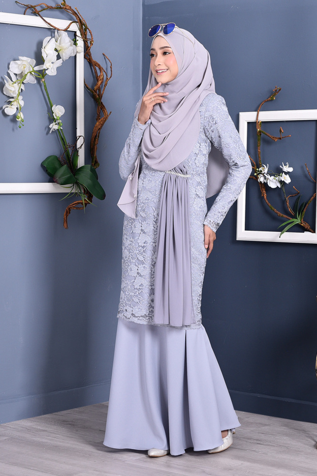 Baju Kurung Lace Sabrina - Mist Grey