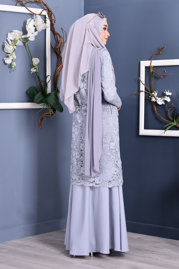 Baju Kurung Lace Sabrina - Mist Grey