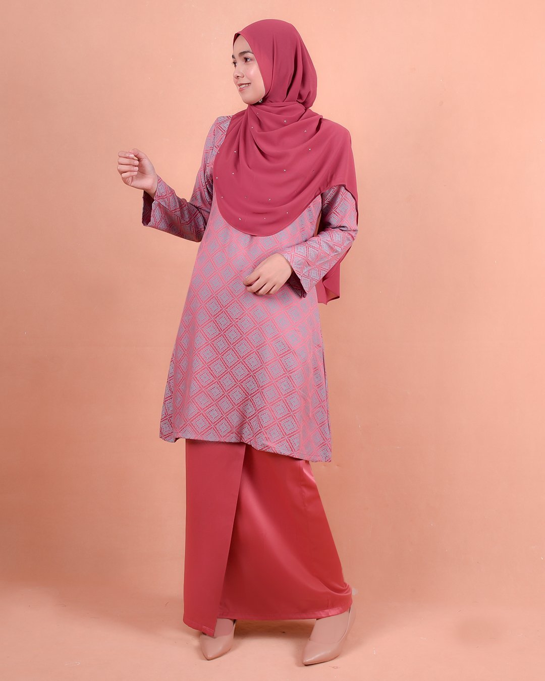 Baju Kurung Riau Songket Azmyn - Berry Pink