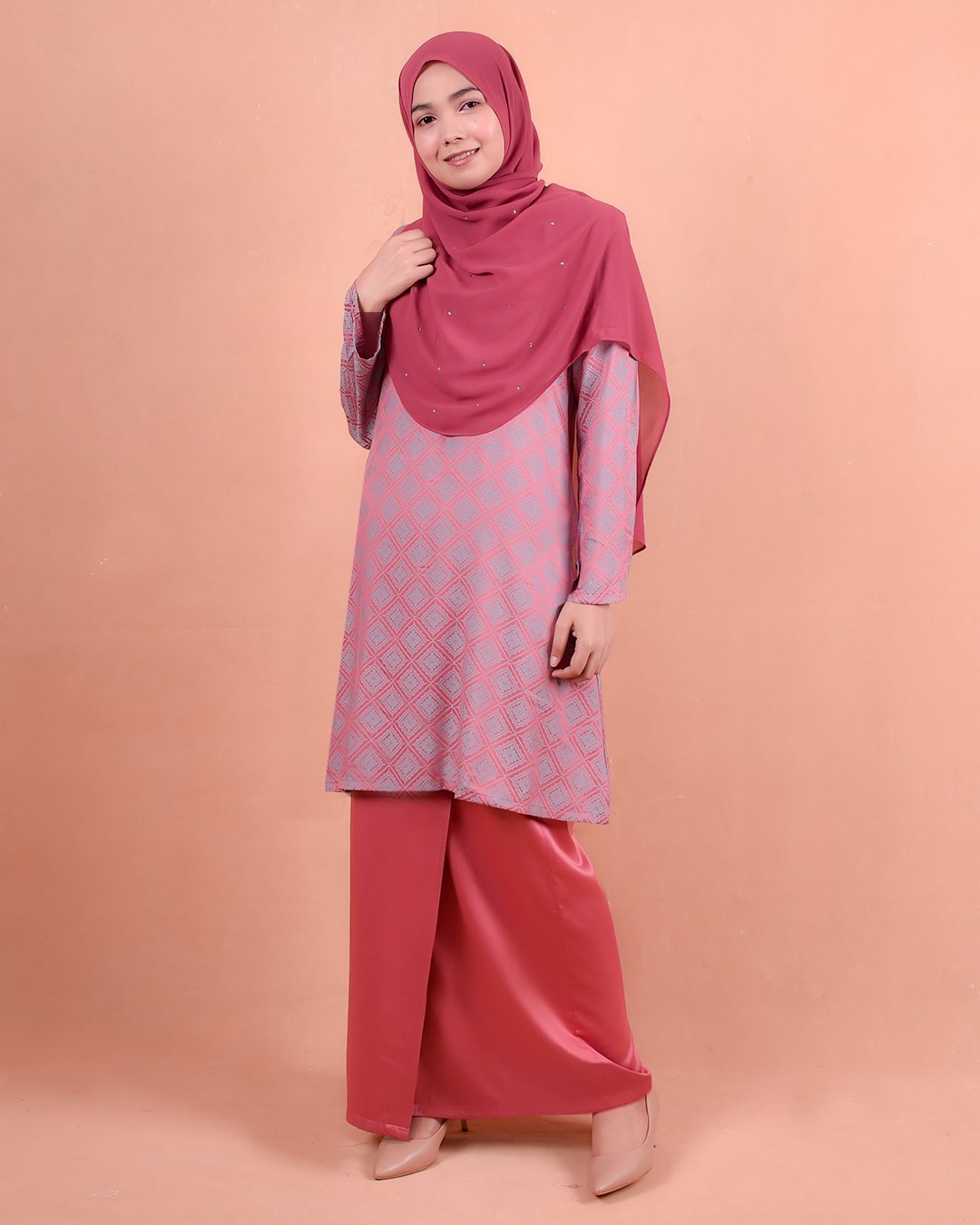 Baju Kurung Riau Songket Azmyn - Berry Pink