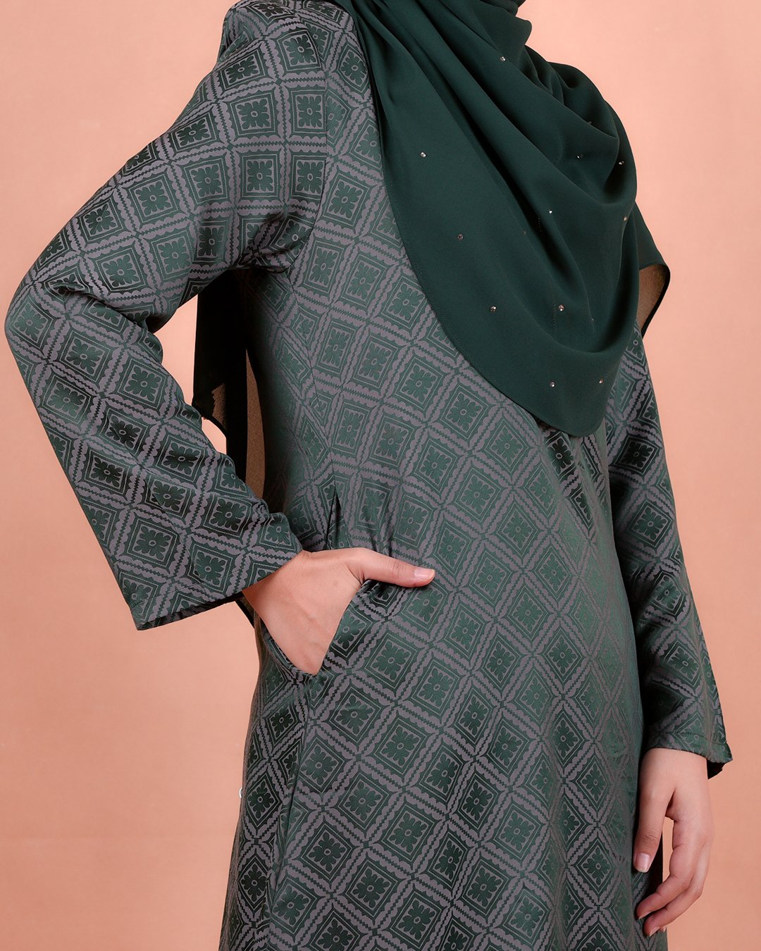Baju Kurung Riau Songket Azmyn - Emerald Green