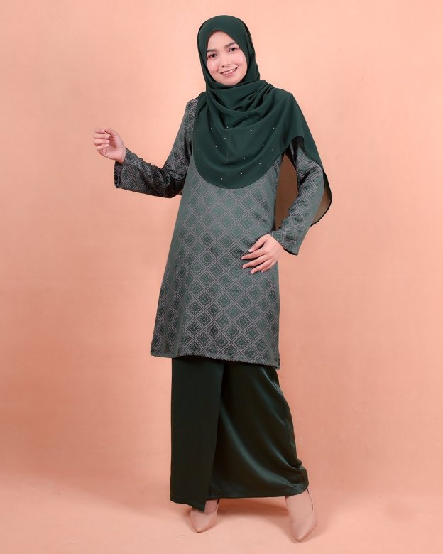 Baju Kurung Riau Songket Azmyn - Emerald Green