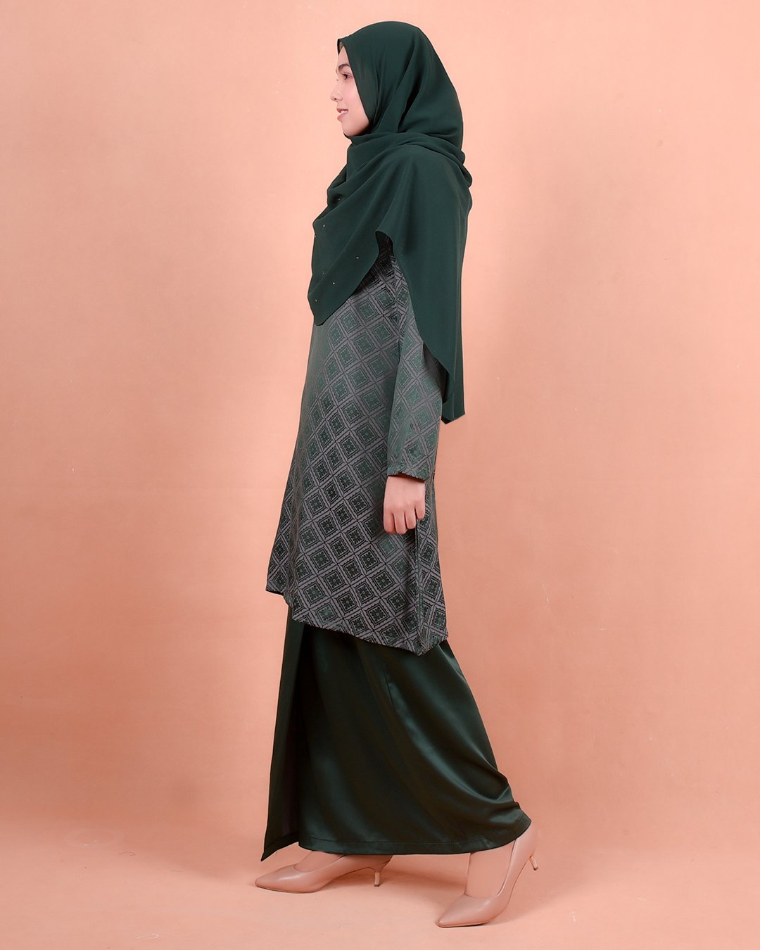 Baju Kurung Riau Songket Azmyn - Emerald Green