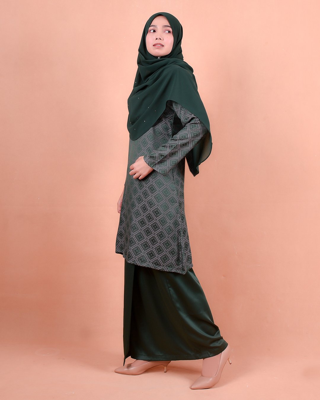 Baju Kurung Riau Songket Azmyn - Emerald Green