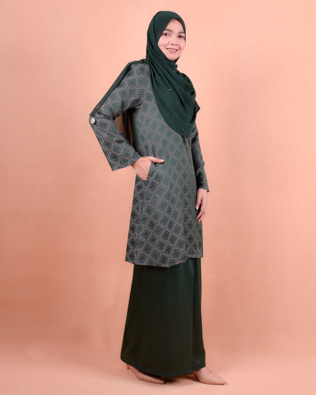 Baju Kurung Riau Songket Azmyn - Emerald Green