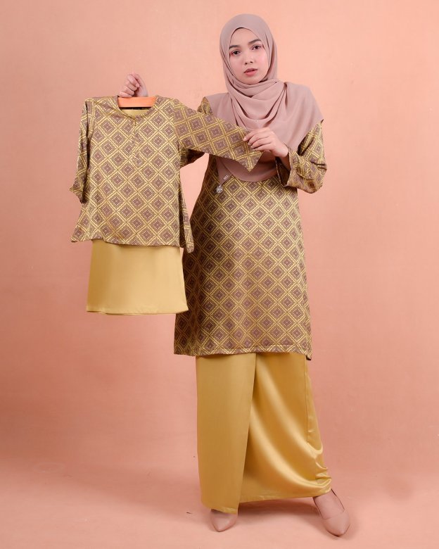 Baju Kurung Riau Songket Azmyn Kids - Banana Yellow