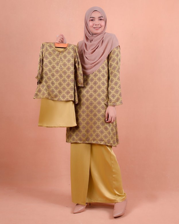 Baju Kurung Riau Songket Azmyn Kids - Banana Yellow
