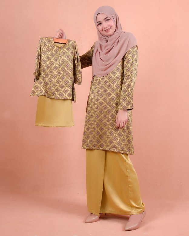 Baju Kurung Riau Songket Azmyn Kids - Banana Yellow