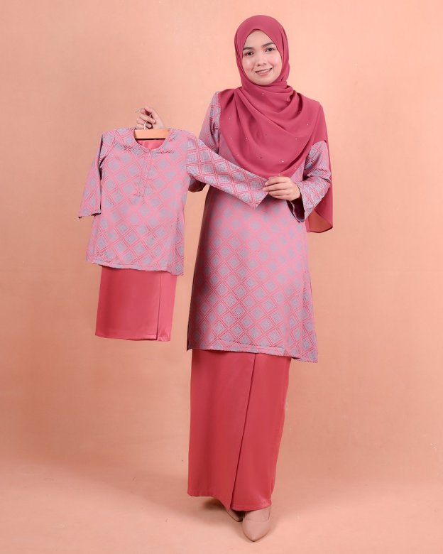 Baju Kurung Riau Songket Azmyn Kids - Berry Pink