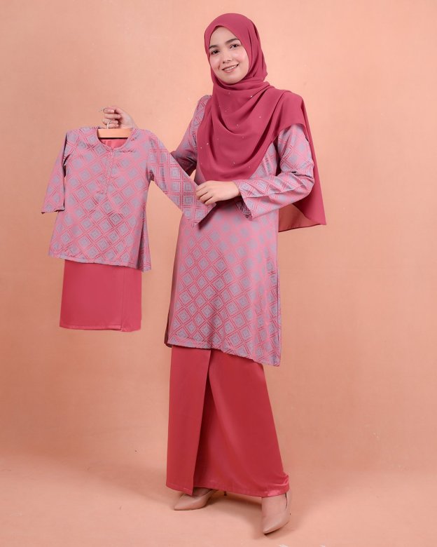 Baju Kurung Riau Songket Azmyn Kids - Berry Pink