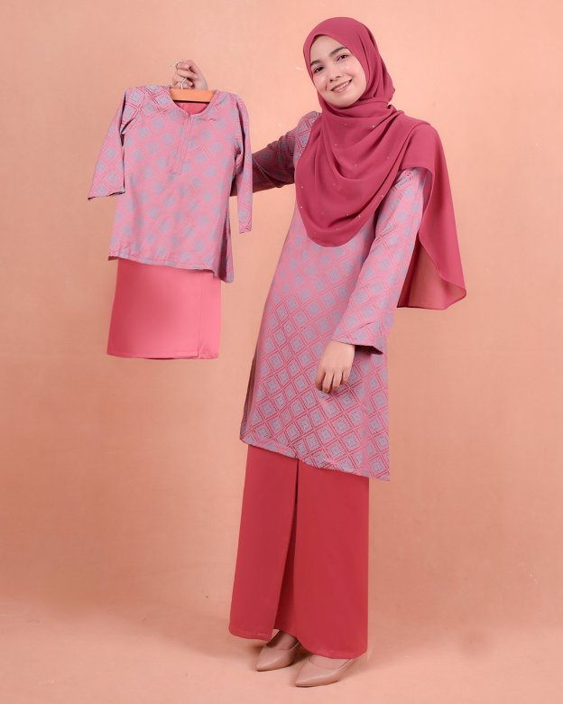 Baju Kurung Riau Songket Azmyn Kids - Berry Pink