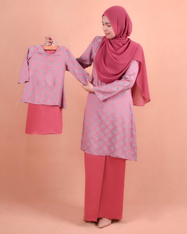 Baju Kurung Riau Songket Azmyn Kids - Berry Pink
