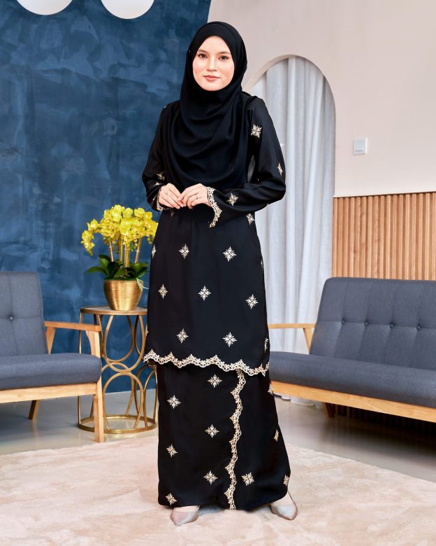 Baju Kurung Sulam Songket Tun Lestari - Cempaka Black