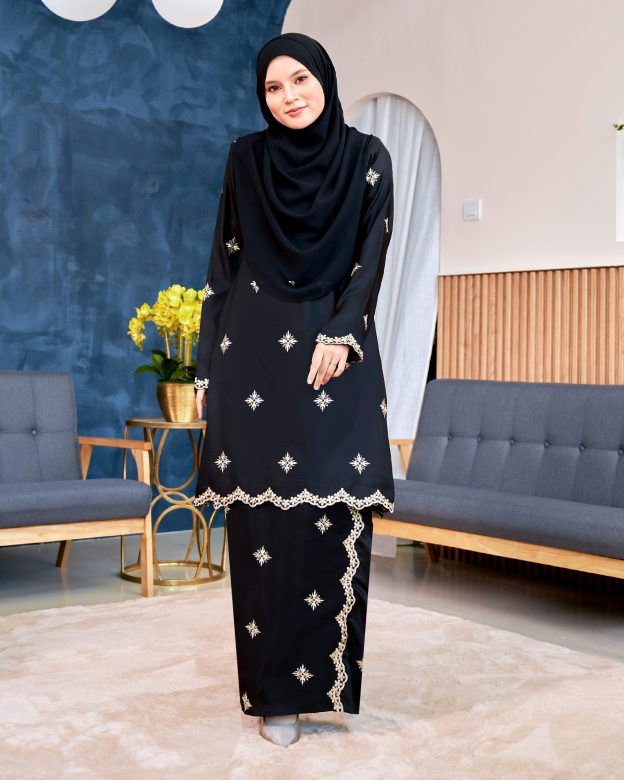 Baju Kurung Sulam Songket Tun Lestari - Cempaka Black