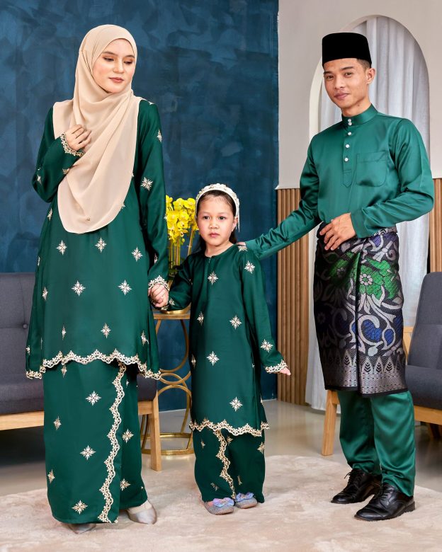 Baju Kurung Sulam Songket Tun Lestari - Cempaka Green